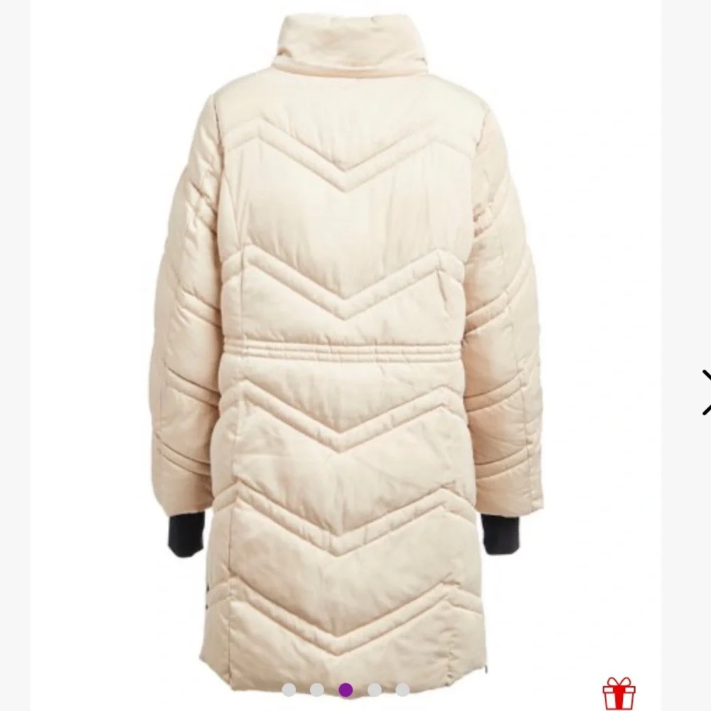 NWT Steve Madden Creme Long Heavy Duty Snow Winter Zipper Puffer Coat Size 2X - Picture 5 of 5